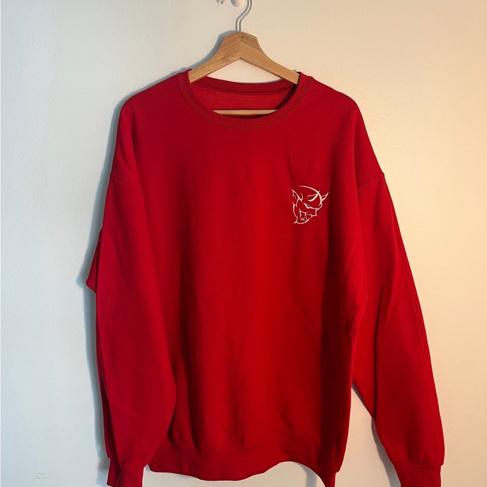 Fire Red Dodge Demon SRT Embroidery Crewneck Sweatshirt